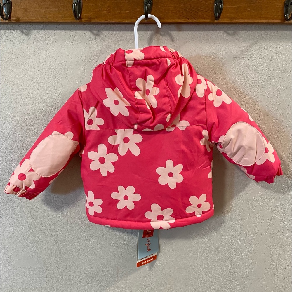 NWT Cat & Jack Pink Floral Multilayer Hooded Jacket - Picture 3 of 10